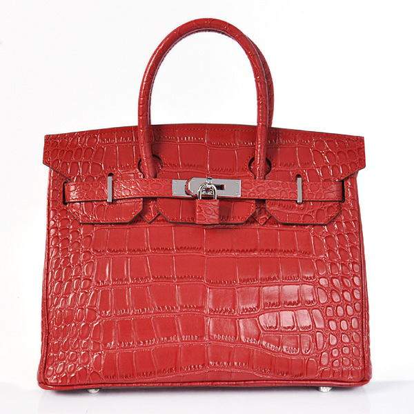 H30CSFS Hermes Birkin 30cm strisce in pelle di coccodrillo in Flame wi